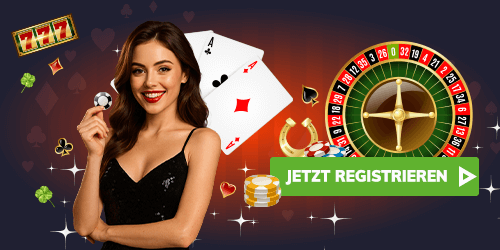 Croupier mit Roulette, Spielkarten und Casinochips